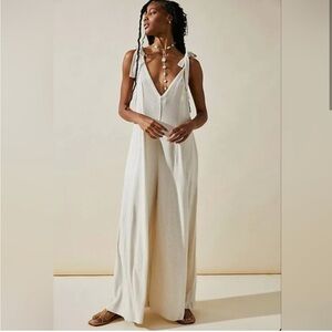 Free People Cream Jumpsuit